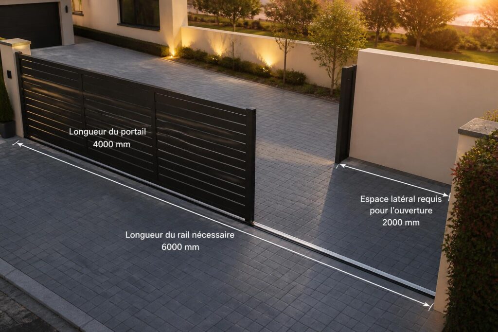 Portail coulissant : dimensions, rail, place nécessaire