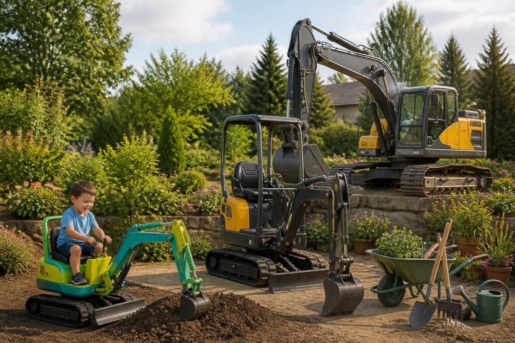 Pelle électrique : options pour jardin, location et modèles enfants ou Volvo